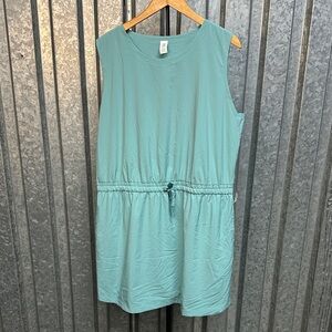 Xersion Sleeveless Drawstring Mini Dress in Teal